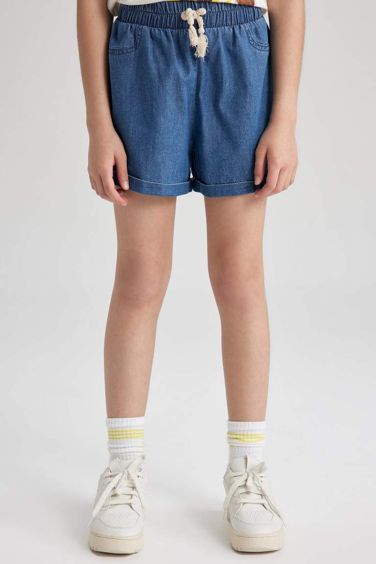 Girl Elastic Waisted Jean Shorts