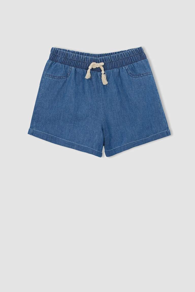 Girl Elastic Waisted Jean Shorts