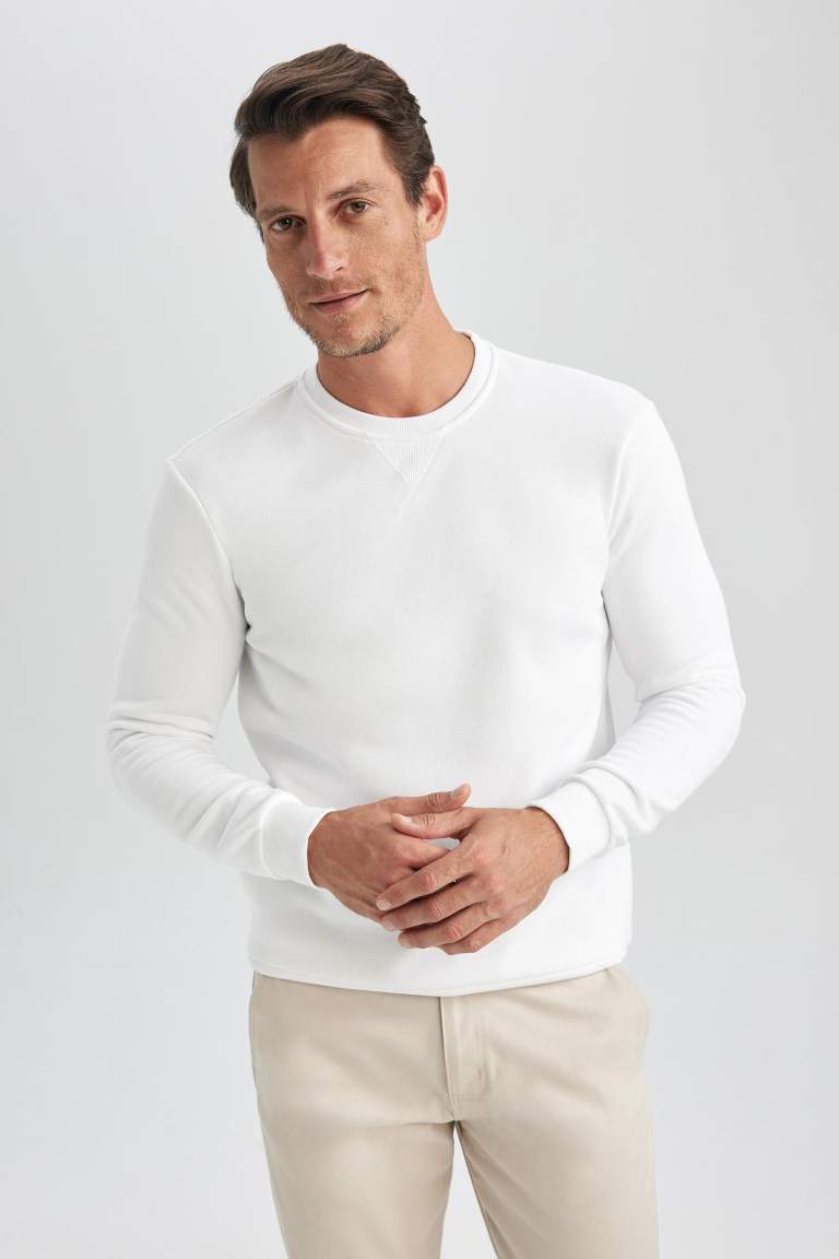 Regular Fit Crew Neck Cotton Basic Sweatshirt