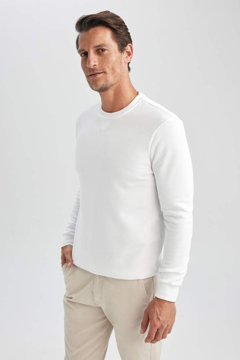 Regular Fit Crew Neck Cotton Basic Sweatshirt