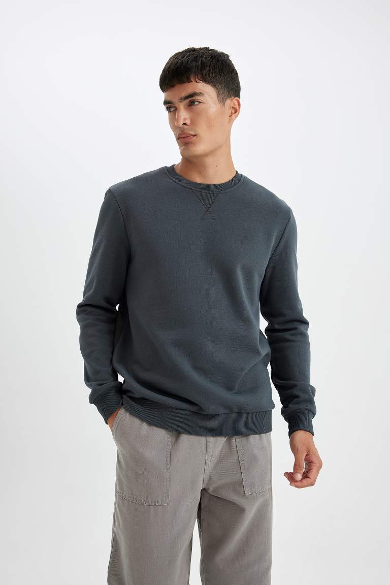 Regular Fit Thick Basic Sweatshirt