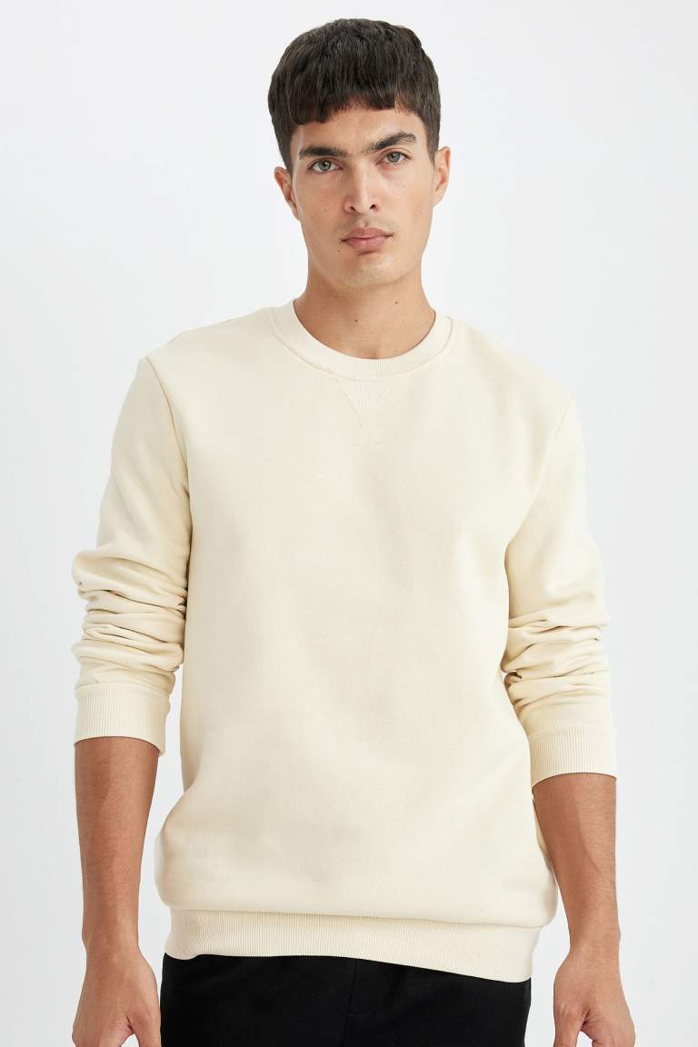 Regular Fit Crew Neck Thick Sweatshirt