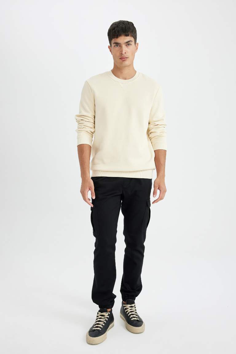 Regular Fit Crew Neck Thick Sweatshirt