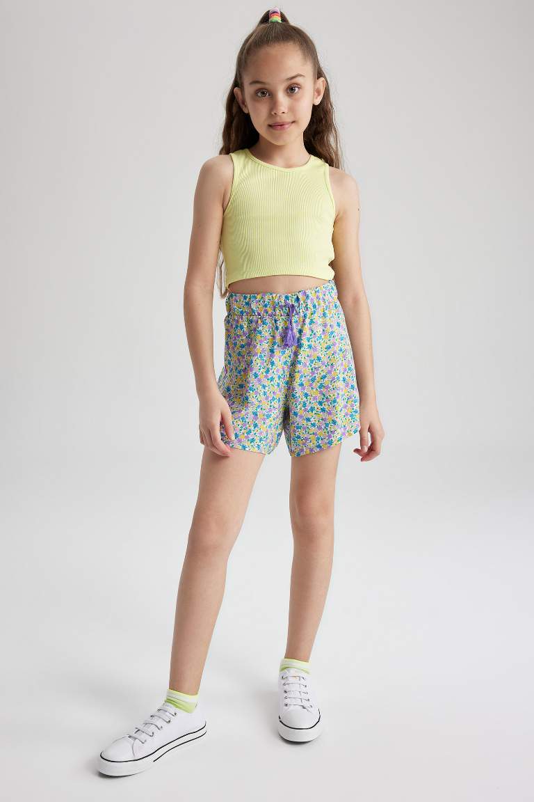 Short en viscose imprimé floral pour fille