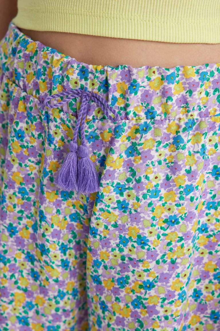 Short en viscose imprimé floral pour fille