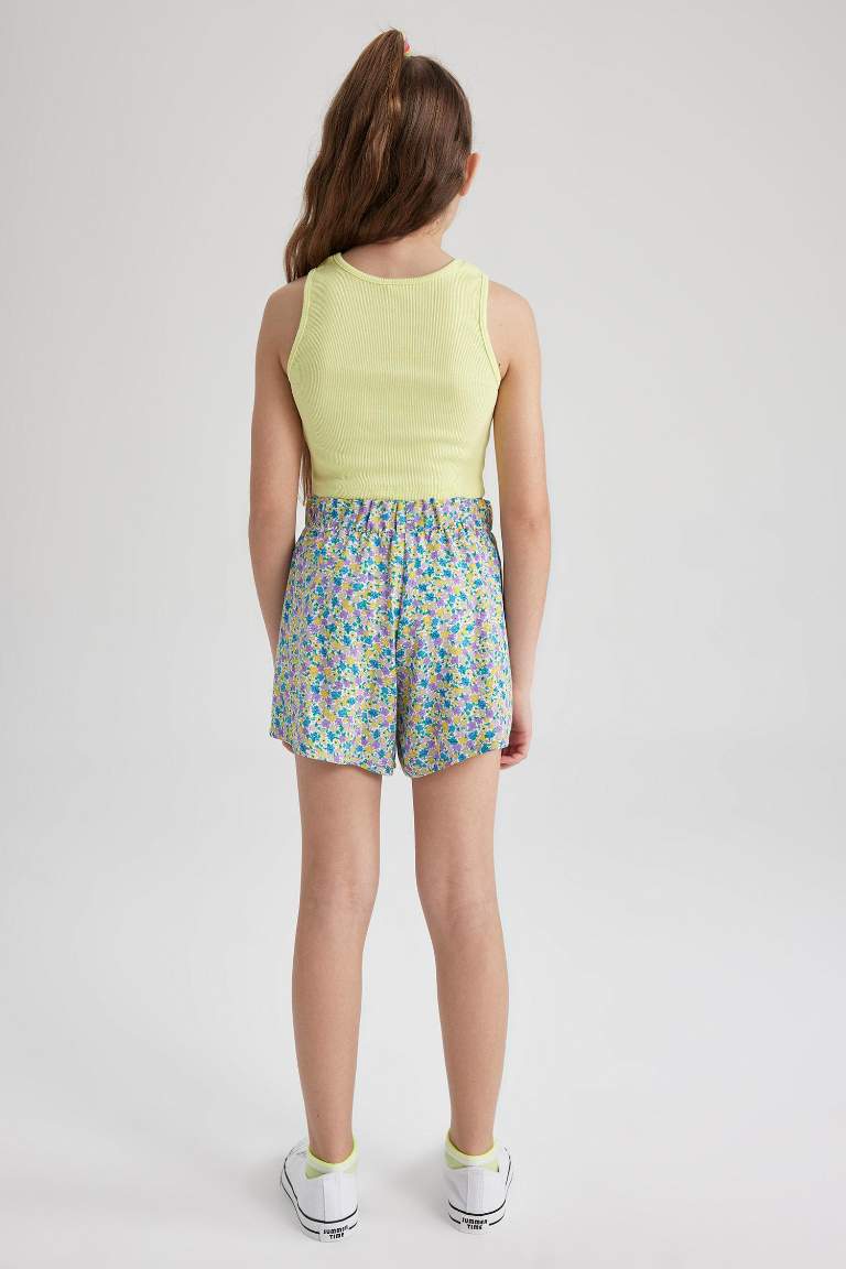 Short en viscose imprimé floral pour fille