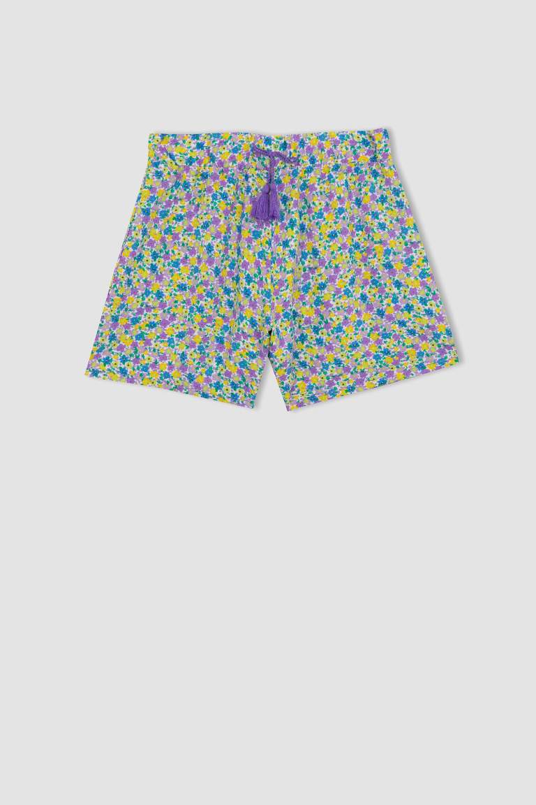 Short en viscose imprimé floral pour fille