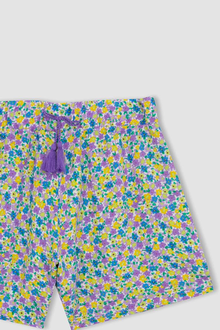 Short en viscose imprimé floral pour fille