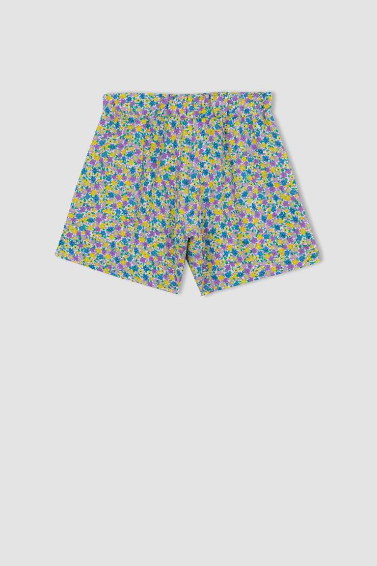 Short en viscose imprimé floral pour fille