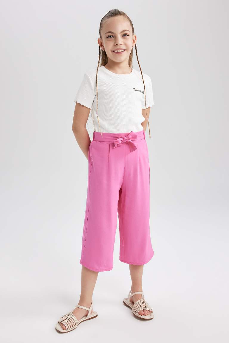 Girl Culotte Wide Leg Viscose Trousers