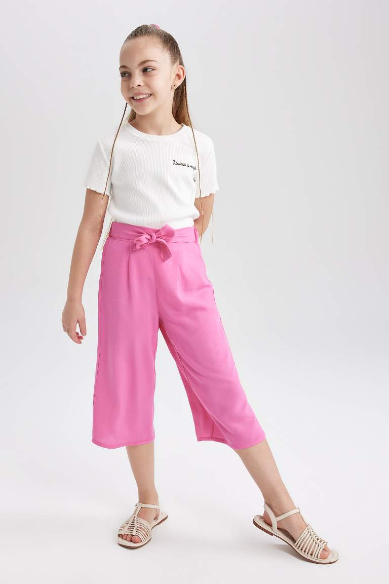 Girl Culotte Wide Leg Viscose Trousers