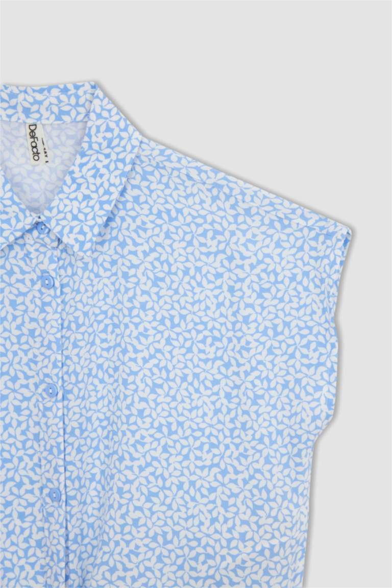 Girl Crop Patterned Short Sleeve Shirt