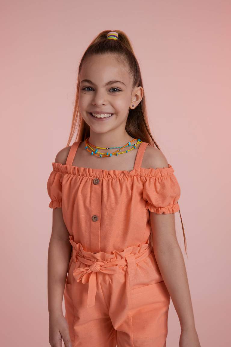 Girl Sustainable Sustainable Short Sleeve Blouse with Straps