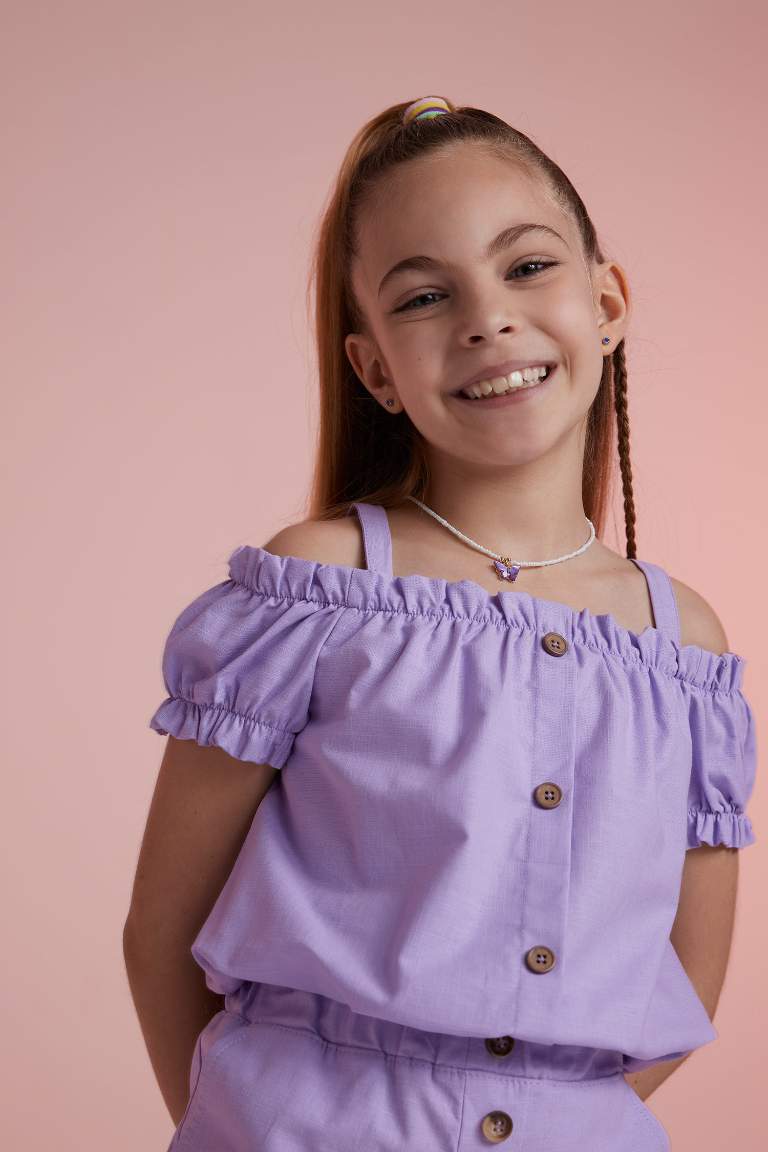 Girl Sustainable Sustainable Short Sleeve Blouse with Straps