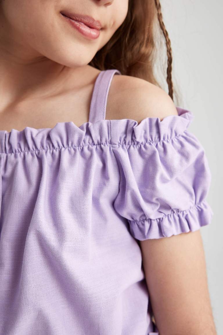 Girl Sustainable Sustainable Short Sleeve Blouse with Straps