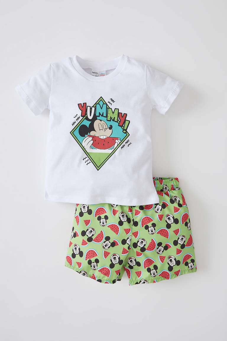 Erkek Bebek Disney Mickey & Minnie Tişört Deniz Şort Takım