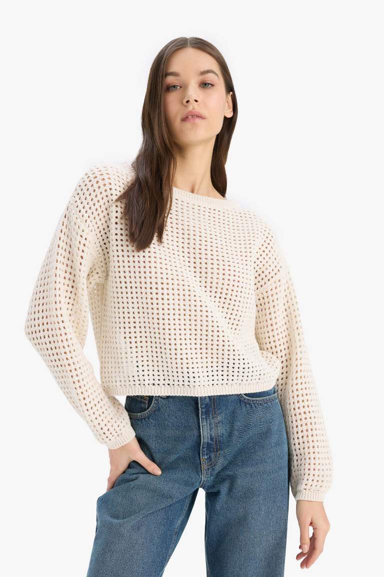 Pull en tricot à col rond et coupe régulière