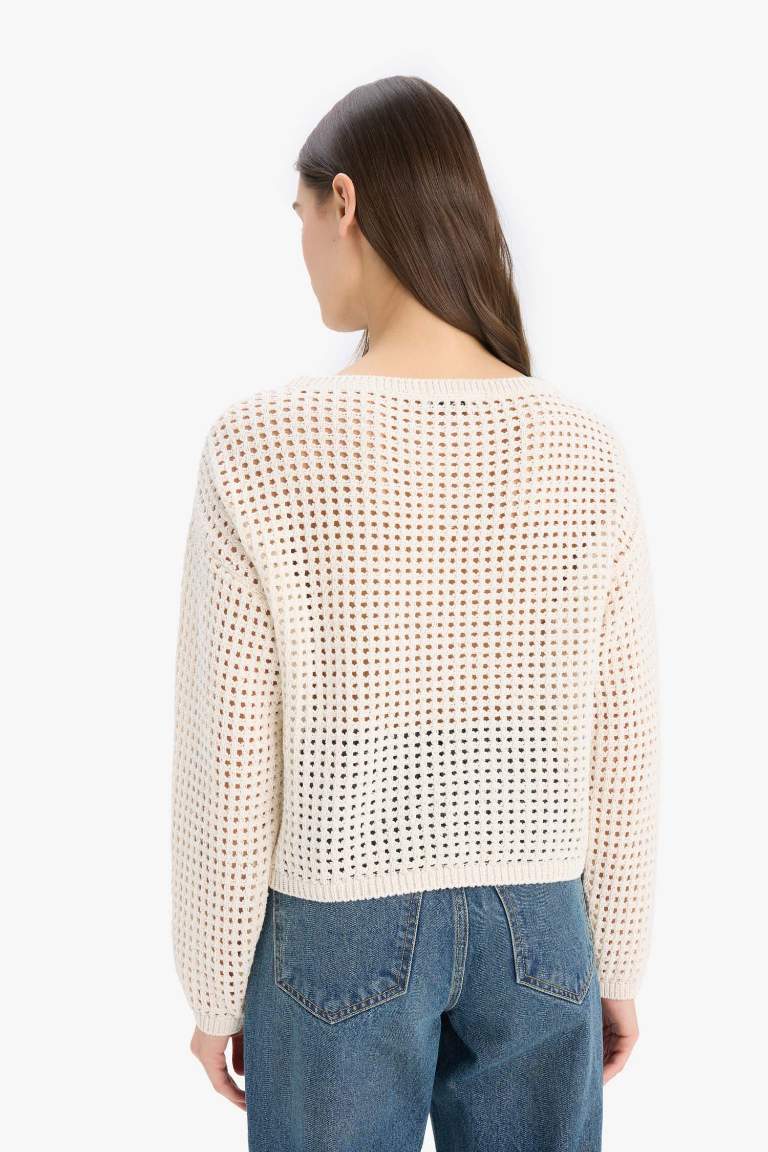 Pull en tricot à col rond et coupe régulière