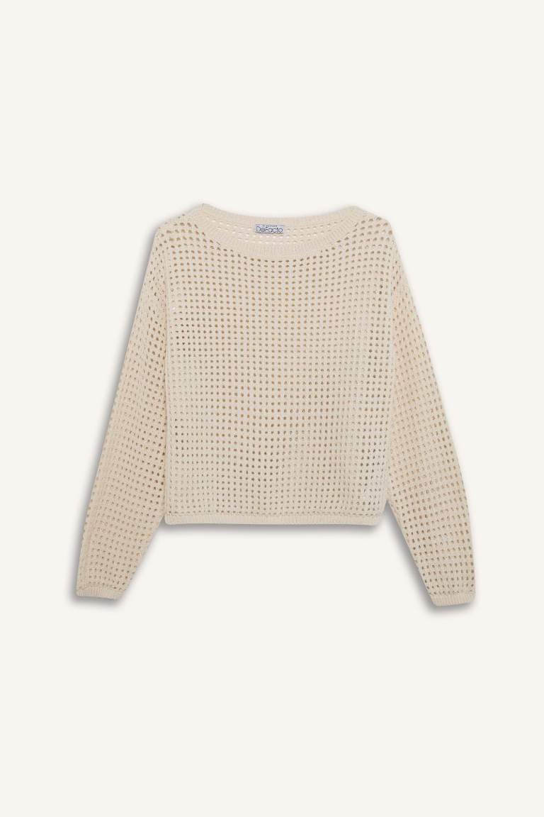 Pull en tricot à col rond et coupe régulière