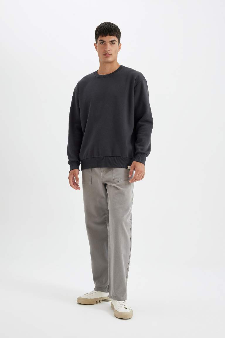 Oversize Fit Crew Neck Thick Basic Sweatshirt