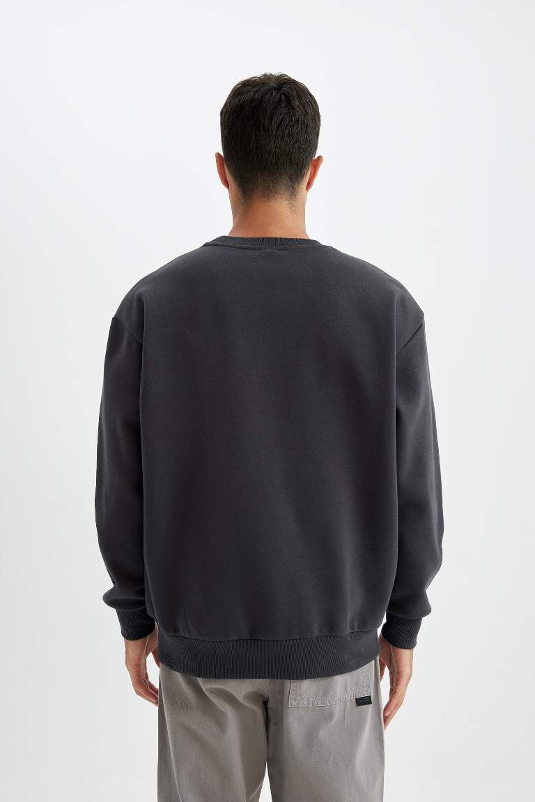 Oversize Fit Crew Neck Thick Basic Sweatshirt