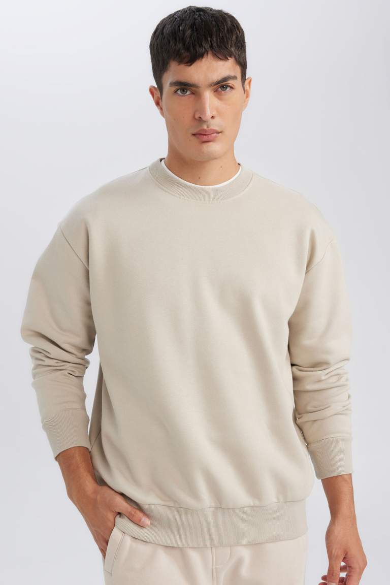 Oversize Fit Crew Neck Basic Sweatshirt