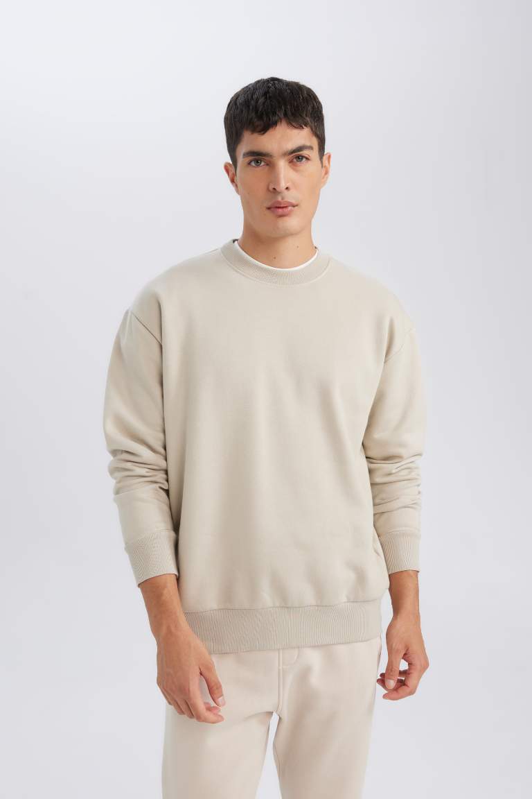 Oversize Fit Crew Neck Basic Sweatshirt