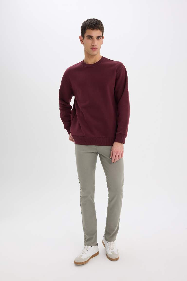 Oversize Fit Crew Neck Thick Basic Sweatshirt