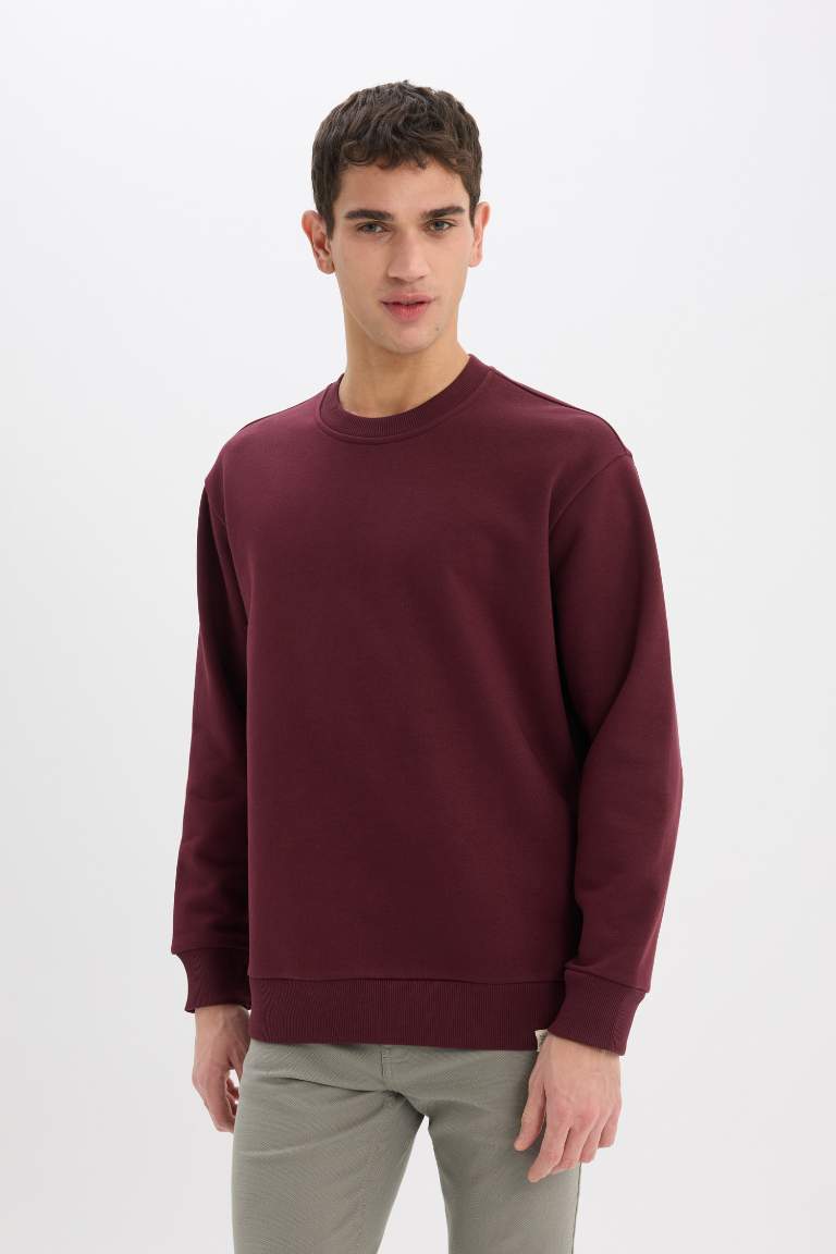 Oversize Fit Crew Neck Thick Basic Sweatshirt