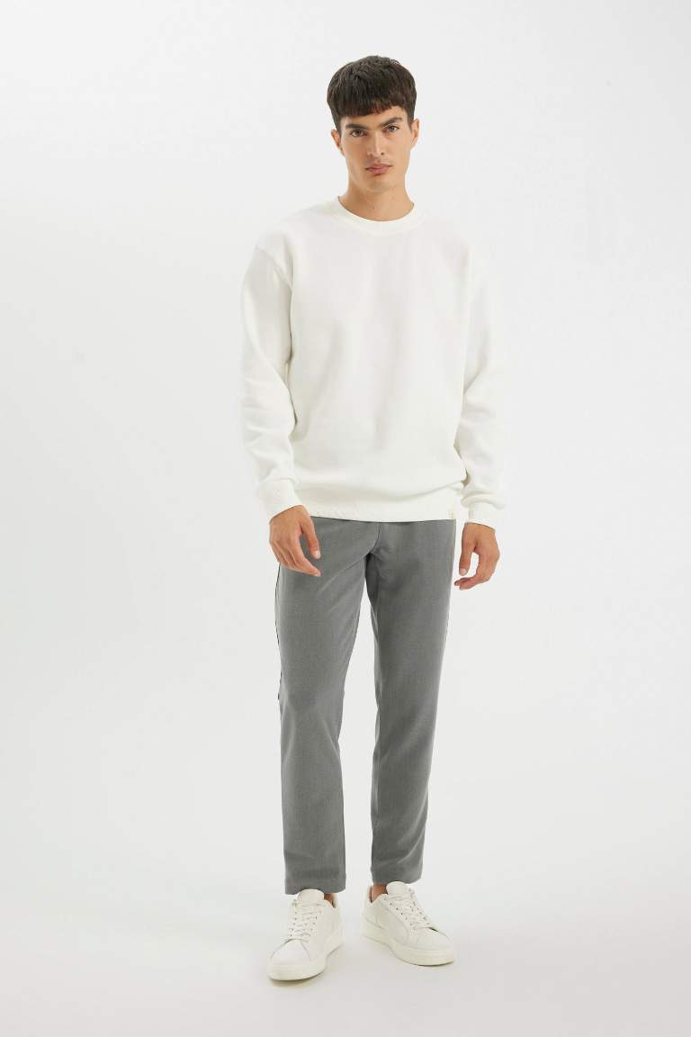 Oversize Fit Crew Neck Thick Basic Sweatshirt