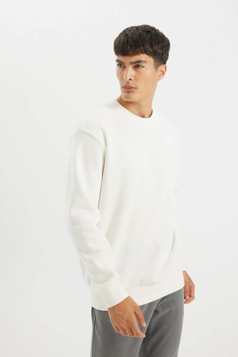 Oversize Fit Crew Neck Thick Basic Sweatshirt