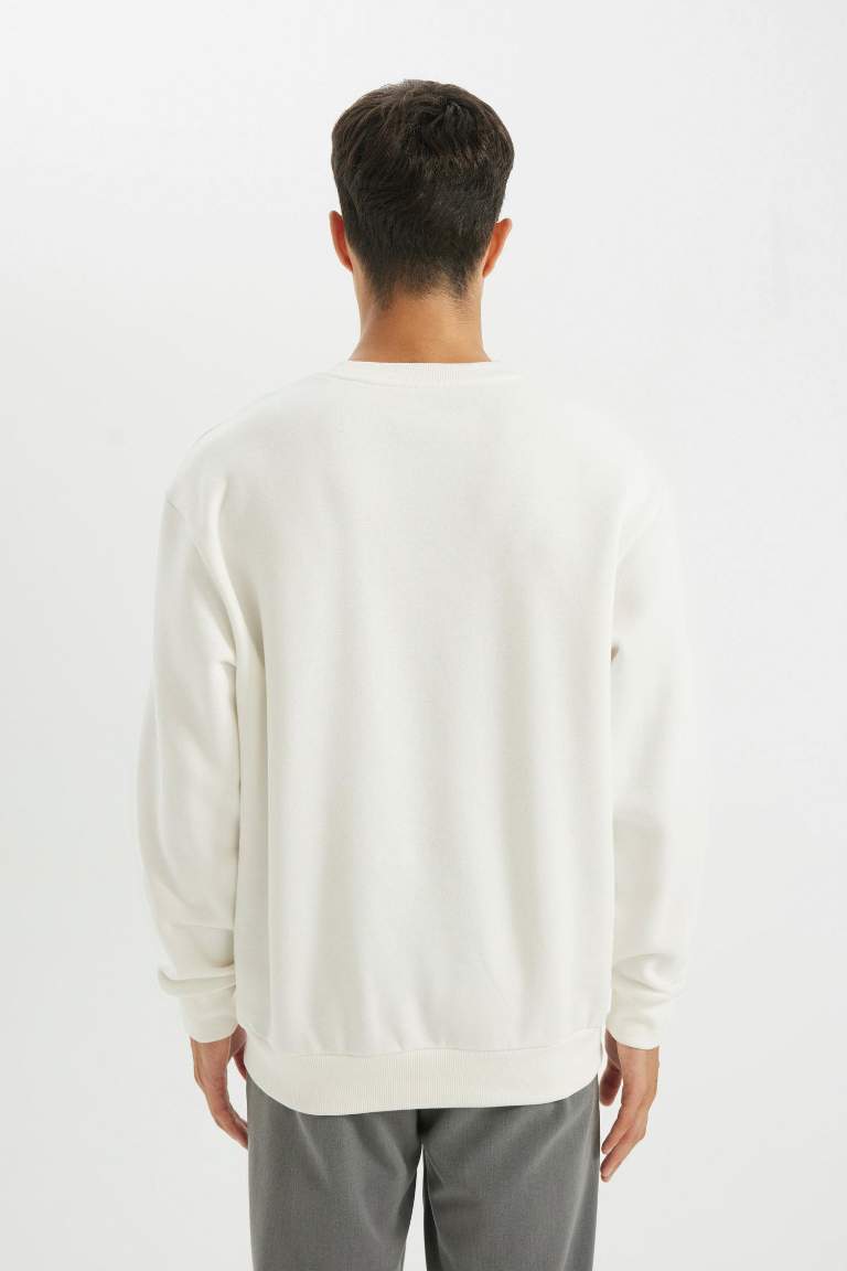 Oversize Fit Crew Neck Thick Basic Sweatshirt