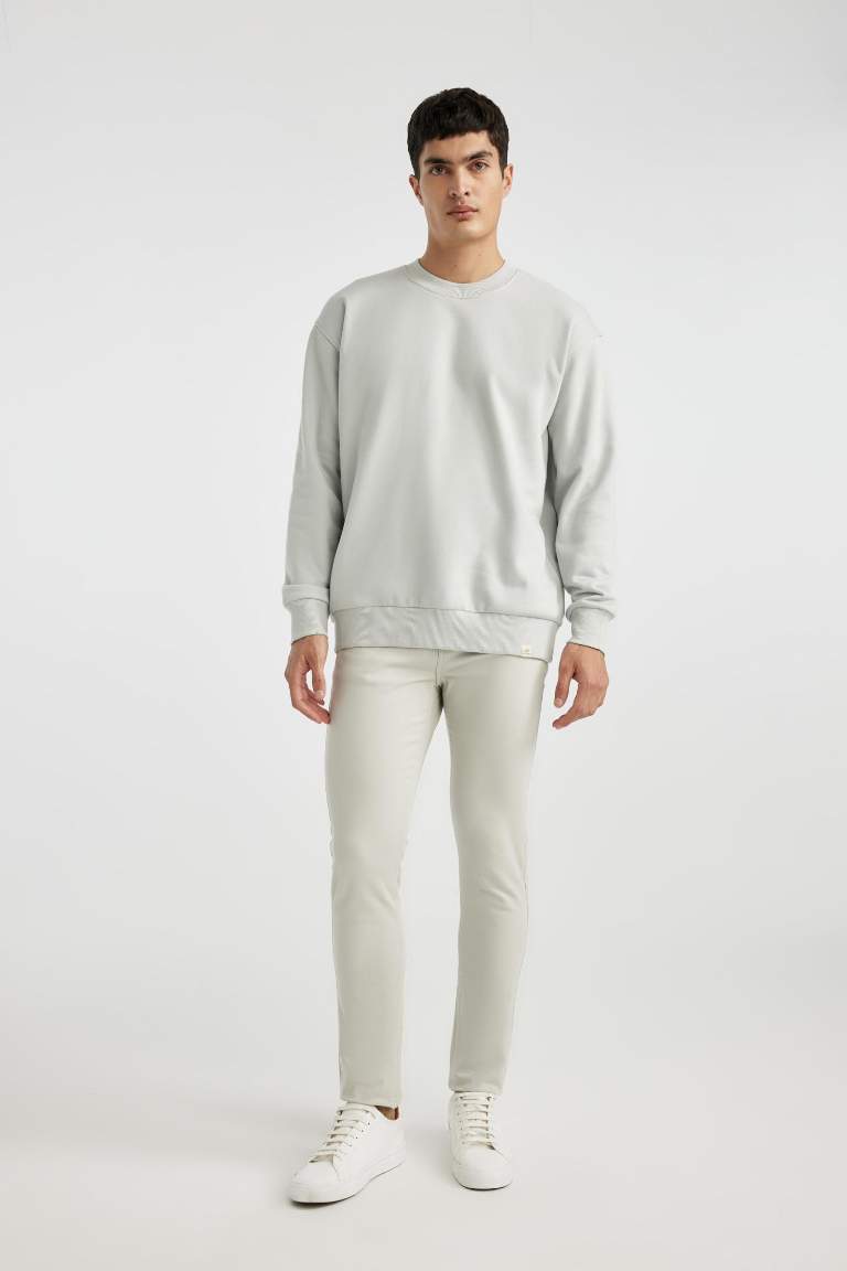 Oversize Fit Crew Neck Basic Sweatshirt