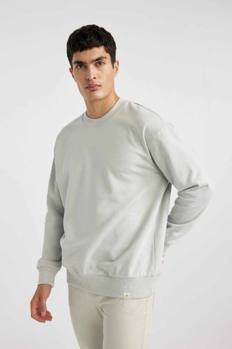 Oversize Fit Crew Neck Basic Sweatshirt