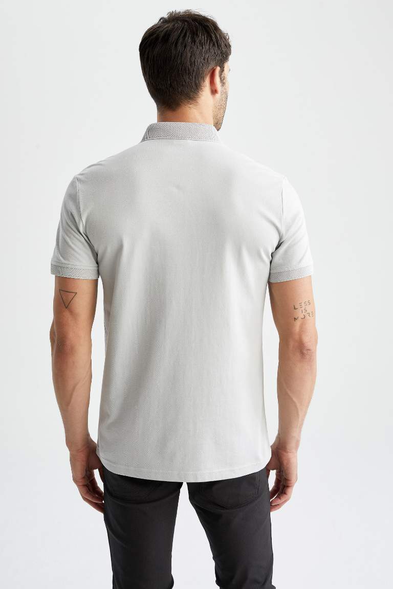 Slim Fit Dar Kesim Kısa Kollu Basic Düz Polo Tişört