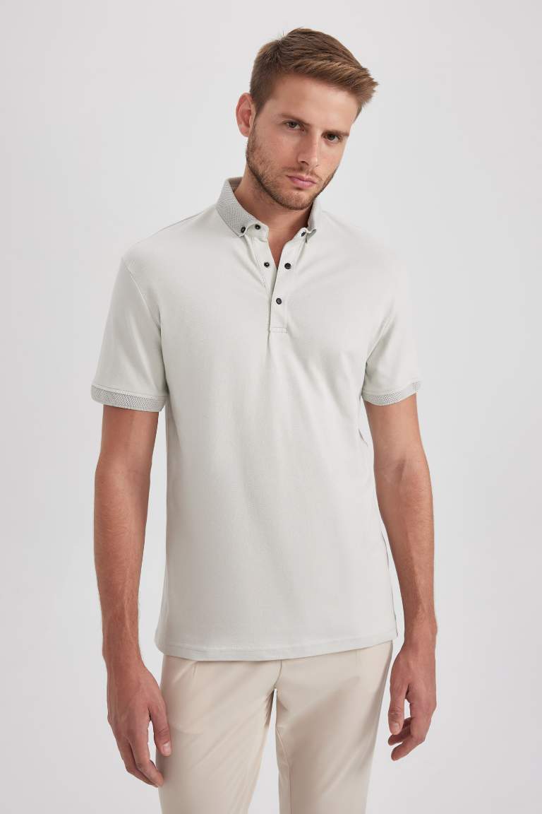 Slim Fit Polo Neck Short Sleeve T-Shirt