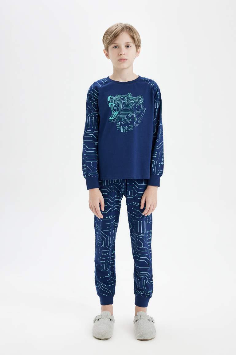 Boy Printed Long Sleeve 2 Piece Pajama Set