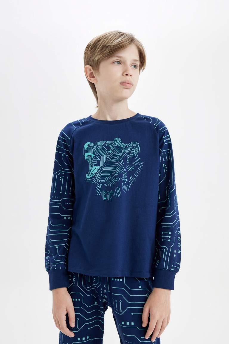 Boy Printed Long Sleeve 2 Piece Pajama Set