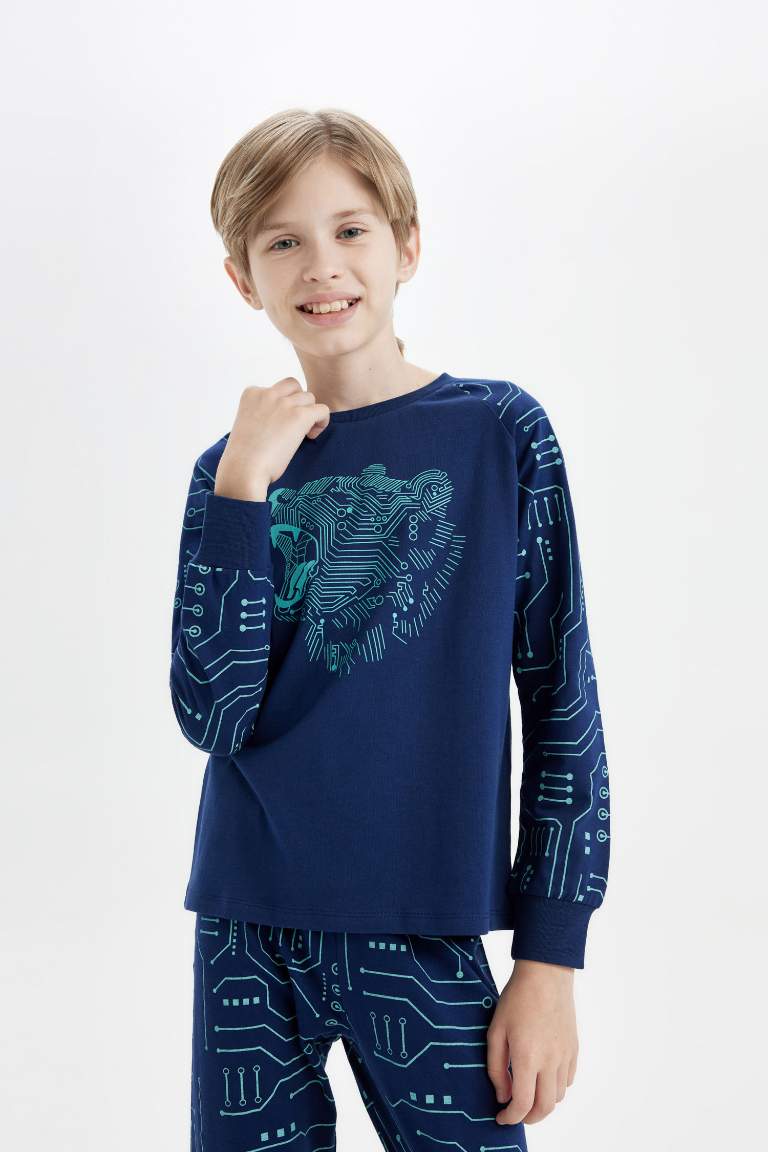 Boy Printed Long Sleeve 2 Piece Pajama Set