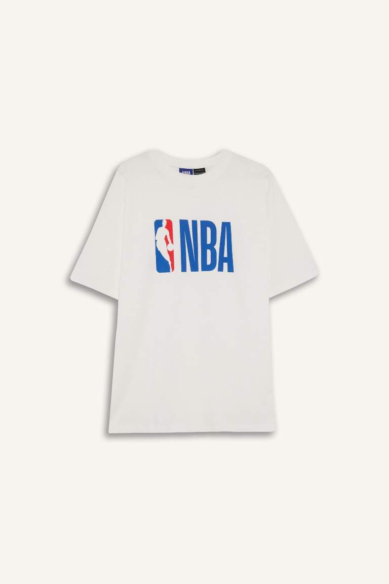 DeFactoFit NBA Wordmark Oversize Fit Crew Neck Printed T-Shirt