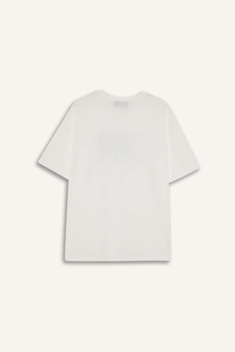 DeFactoFit NBA Wordmark Oversize Fit Crew Neck Printed T-Shirt