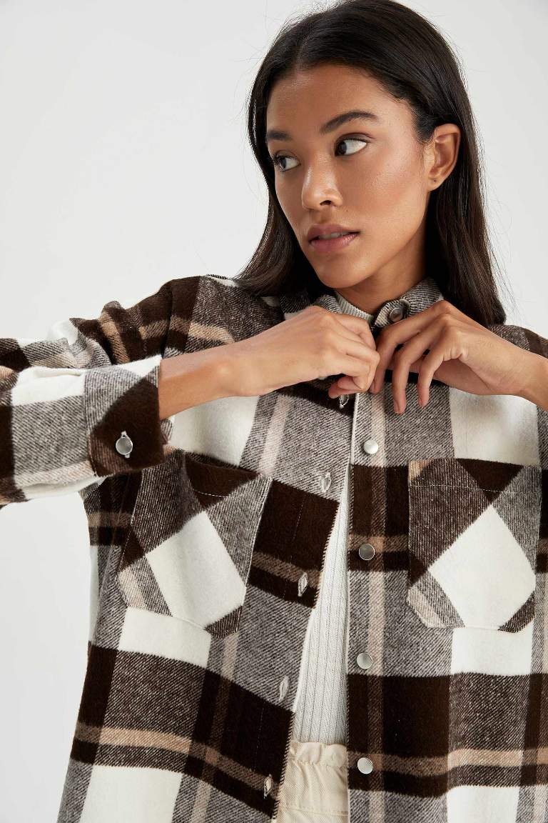 Oversize Fit Retro Ekoseli Oduncu Gömlek Tunik
