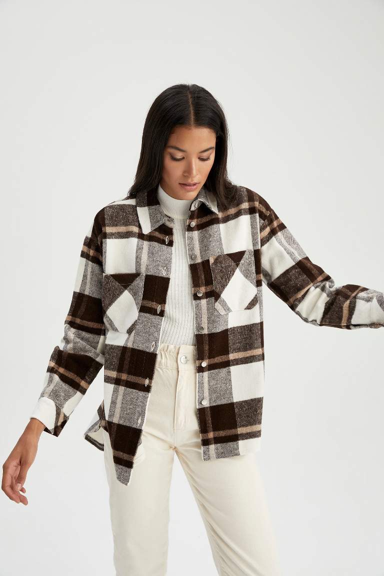 Oversize Fit Retro Ekoseli Oduncu Gömlek Tunik