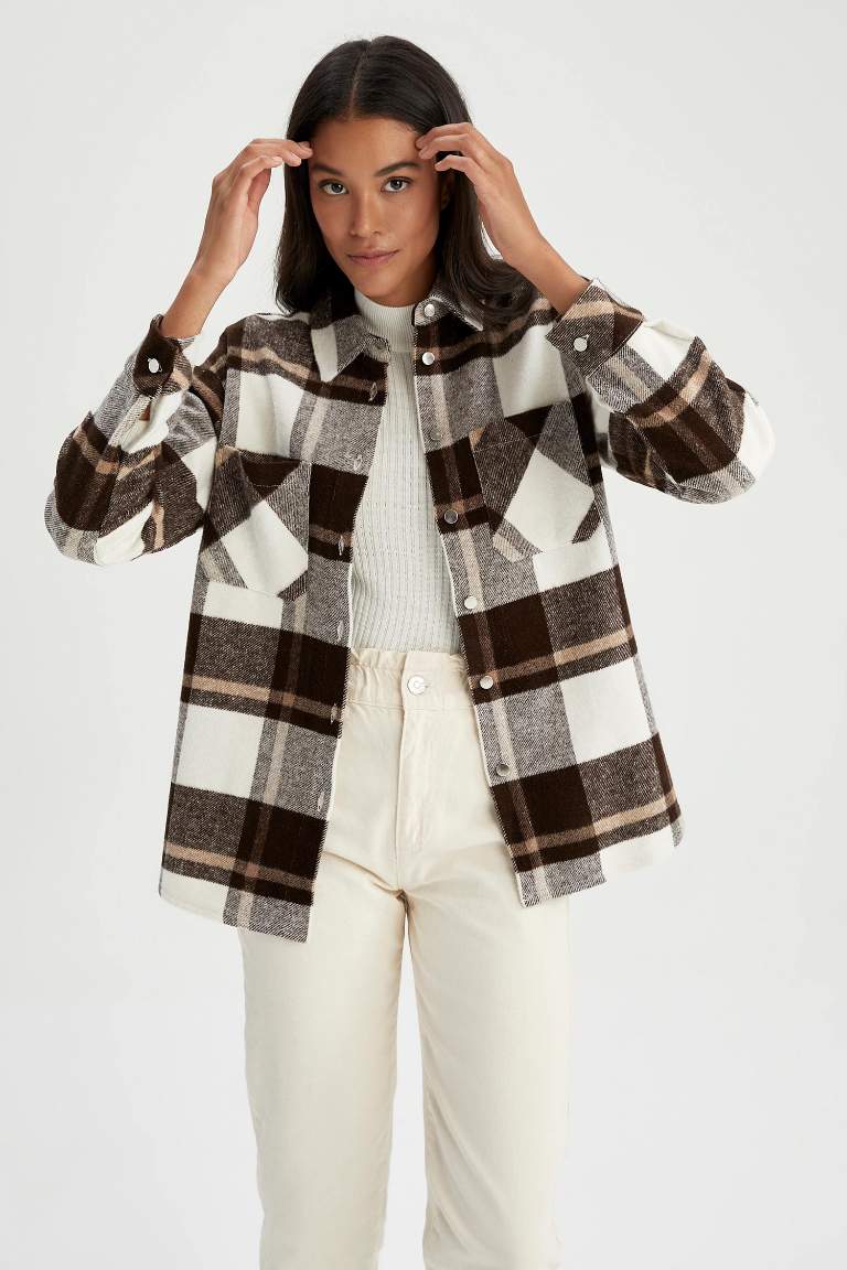 Oversize Fit Retro Ekoseli Oduncu Gömlek Tunik