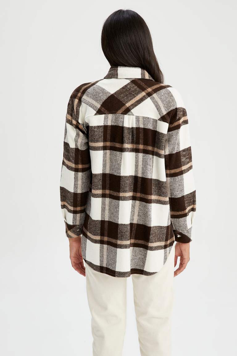 Oversize Fit Retro Ekoseli Oduncu Gömlek Tunik