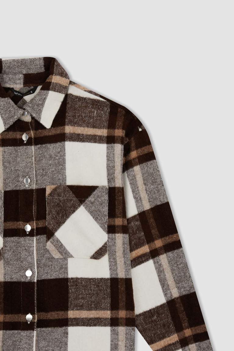 Oversize Fit Retro Ekoseli Oduncu Gömlek Tunik