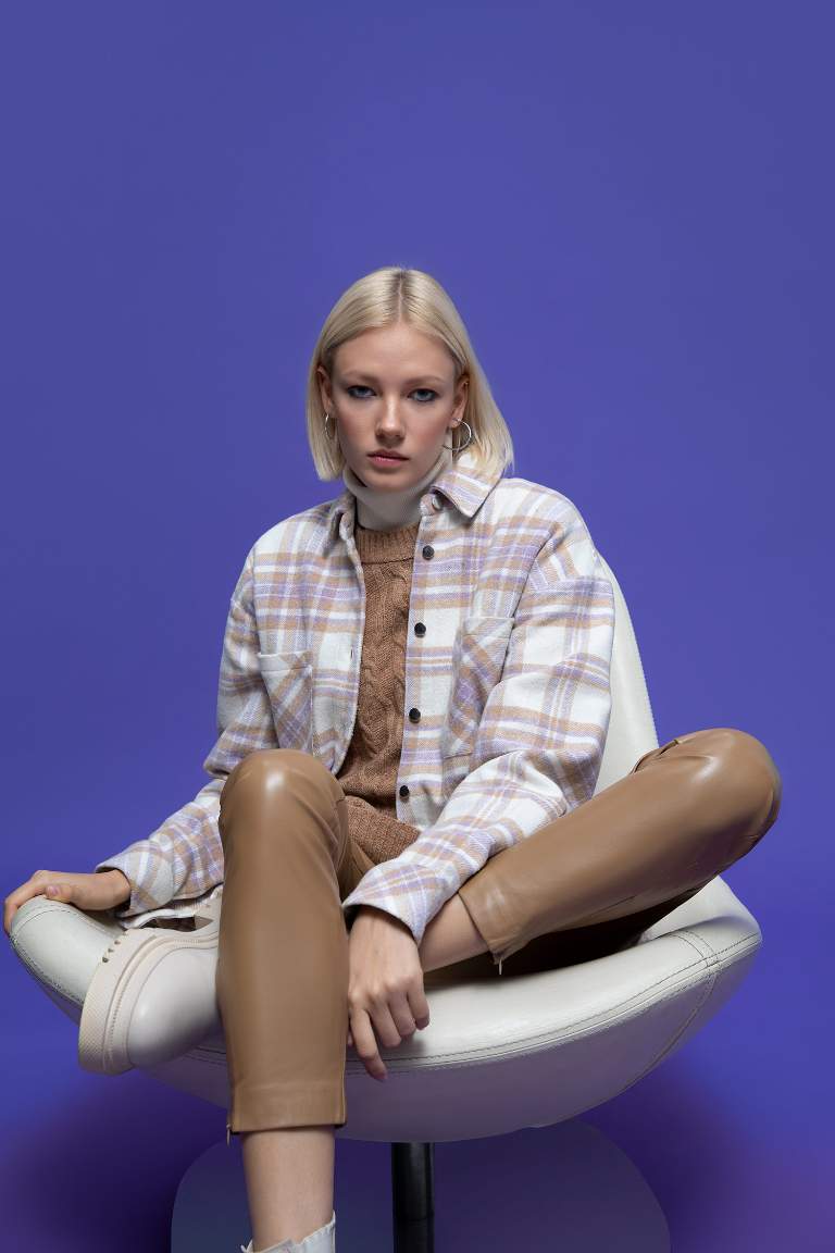 Oversize Fit Retro Plaid Lumberjack Shirt Tunic