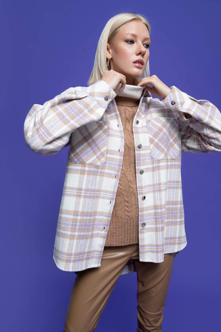 Oversize Fit Retro Plaid Lumberjack Shirt Tunic
