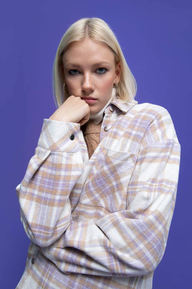 Oversize Fit Retro Plaid Lumberjack Shirt Tunic