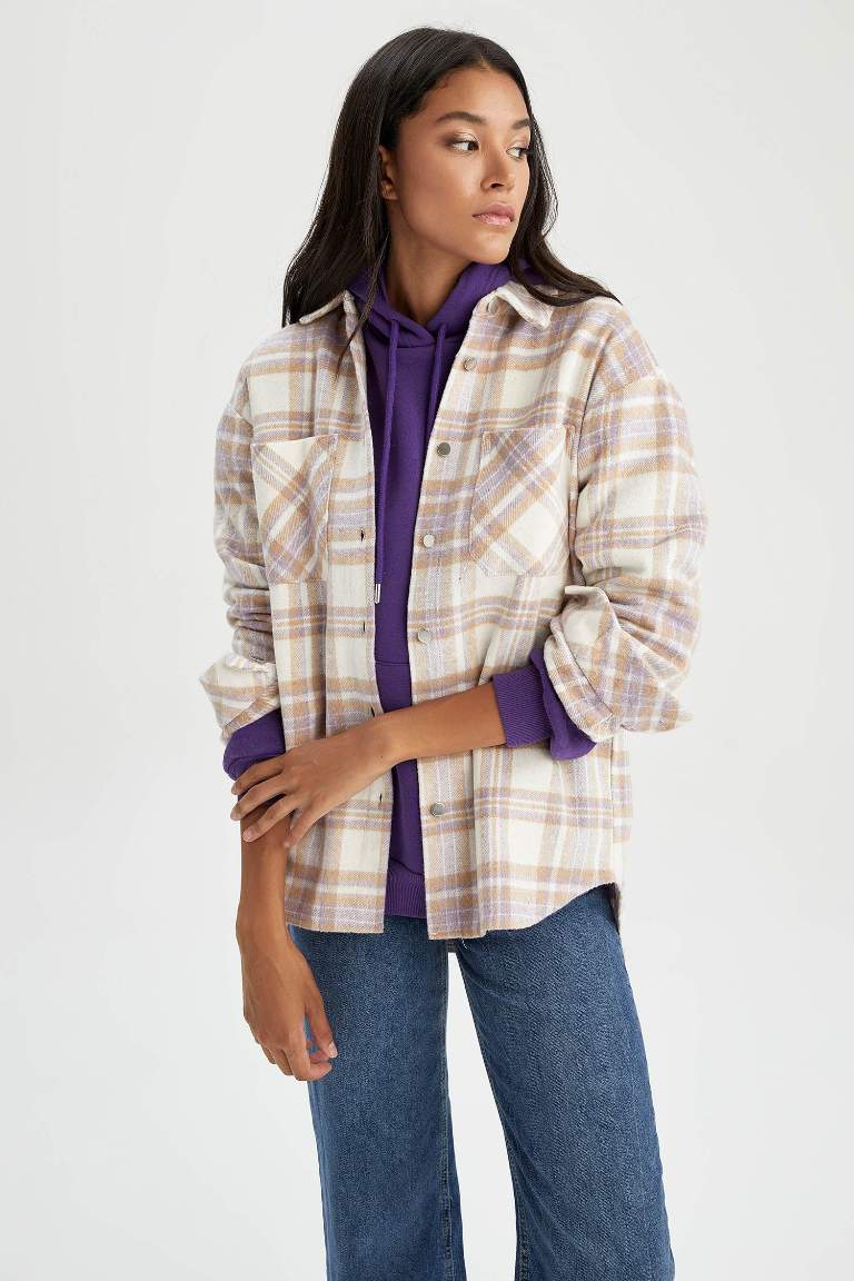 Oversize Fit Retro Plaid Lumberjack Shirt Tunic